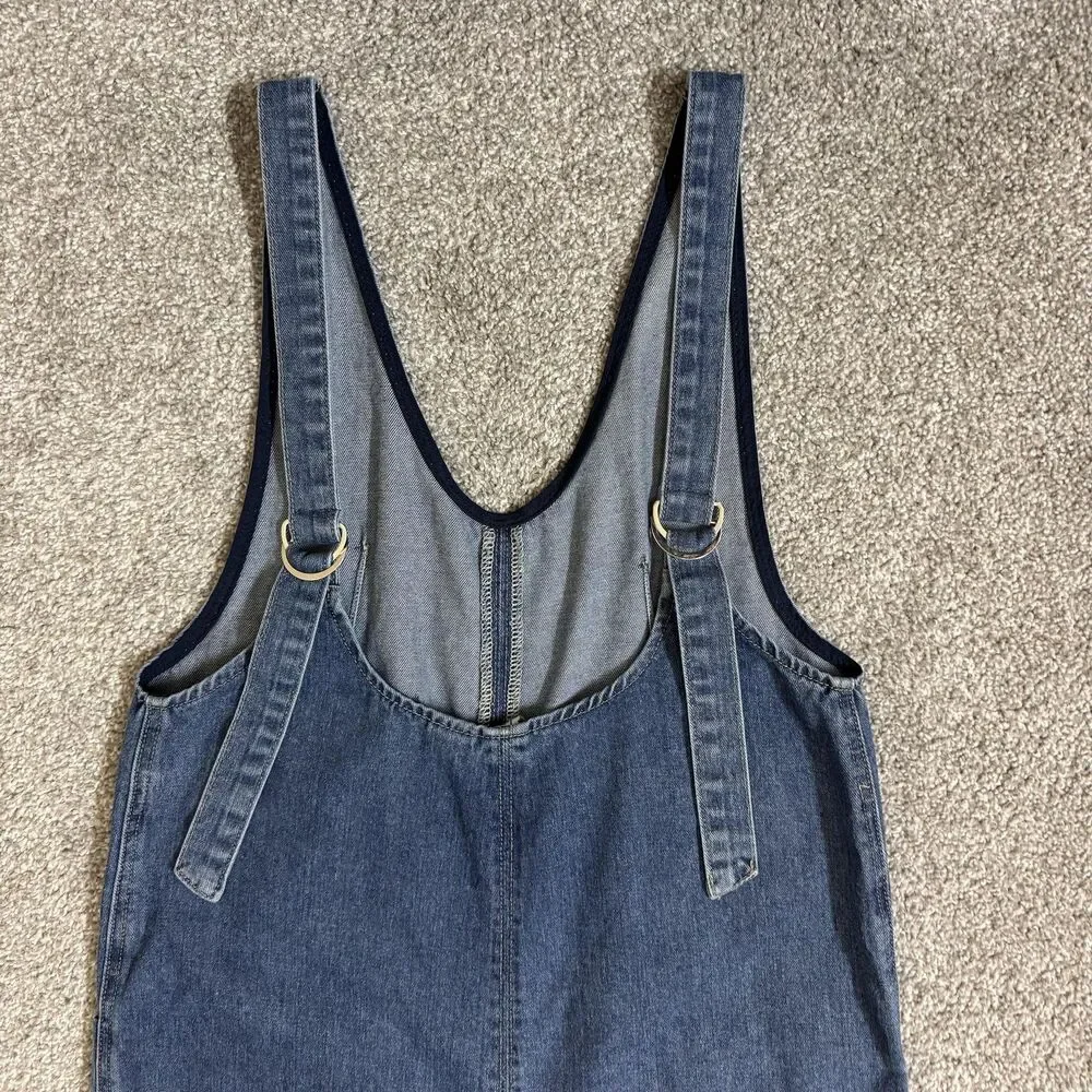 Denim Overalls Jumpsuit Womens Small Blue Overalls Pockets Casual Ankle